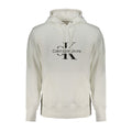 Pull blanc en coton pour homme de la marque Calvin Klein, vue de face avec col rond et manches longues.