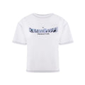 T-shirt blanc en coton pour homme de la marque Kenzo, détail du design et du logo sur le devant.
