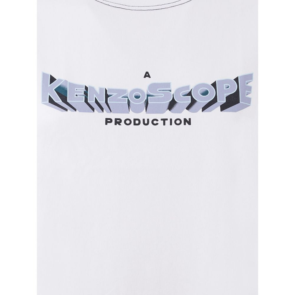 T-shirt blanc en coton pour homme de la marque Kenzo, coupe classique et logo emblématique sur le devant.