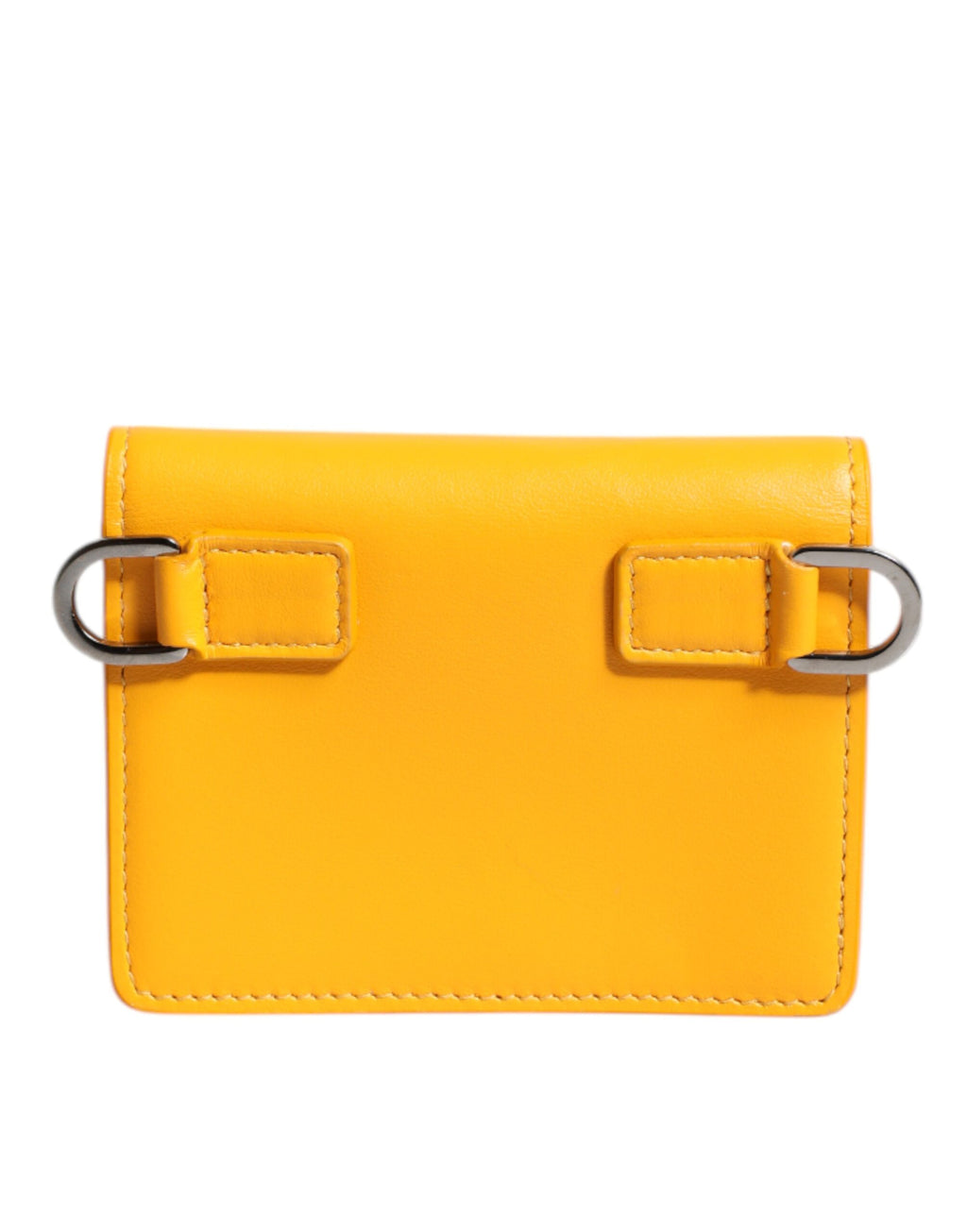 Porte-cartes bifold en cuir jaune Dolce & Gabbana avec bandoulière, design élégant et pratique pour accessoires de mode.