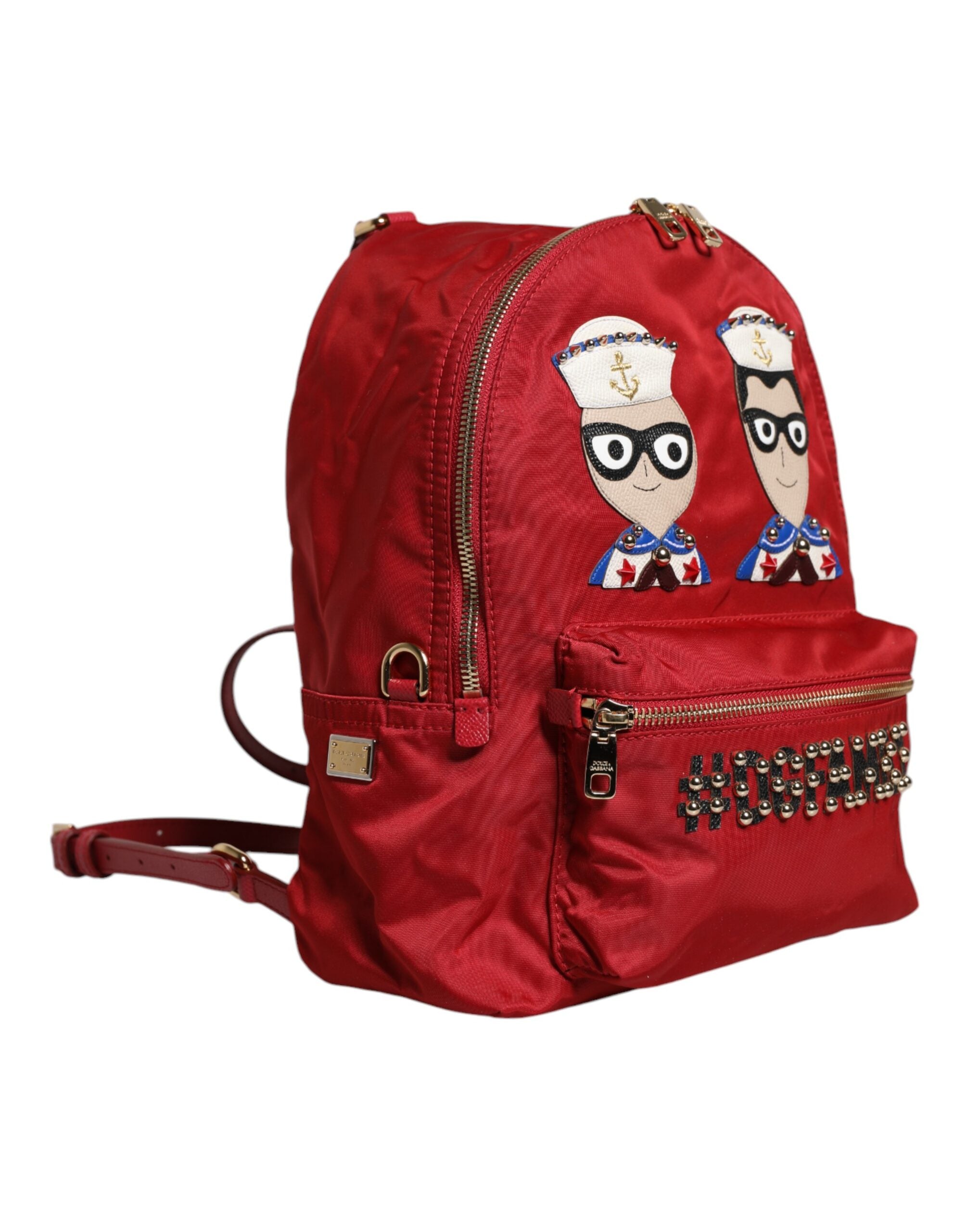 Sac à dos Dolce & Gabbana VULCANO avec embellissements rouges et détails élégants, mode et pratique.