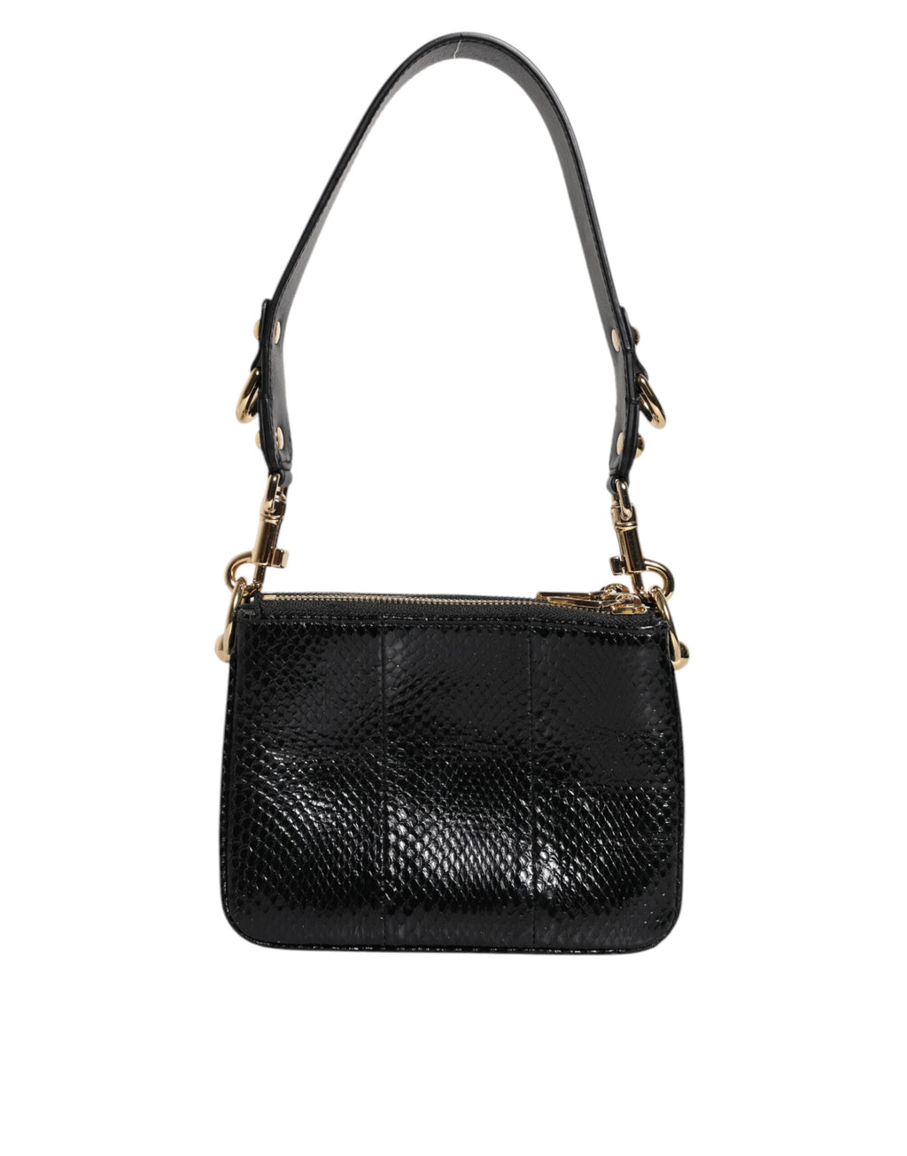 Sac pochette bandoulière en cuir exotique noir de Dolce & Gabbana, élégant et sophistiqué.