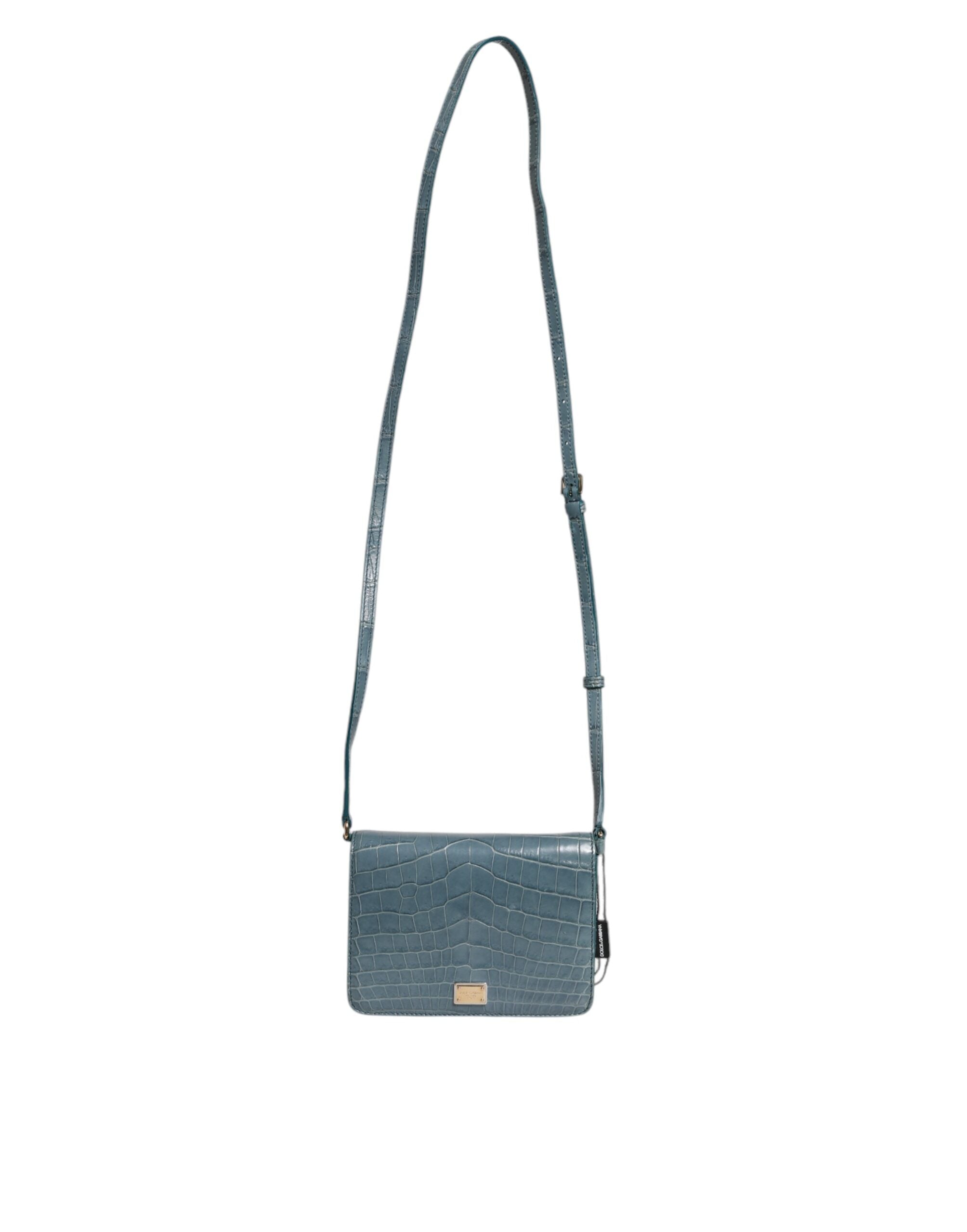 Mini sac à main Dolce & Gabbana en cuir exotique vert avec plaque DG, bandoulière pour femme.