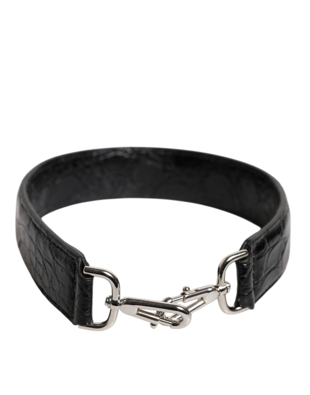 Sangle d'épaule en cuir d'alligator noir pour sac Dolce & Gabbana, détail en cuir élégant et finition de haute qualité