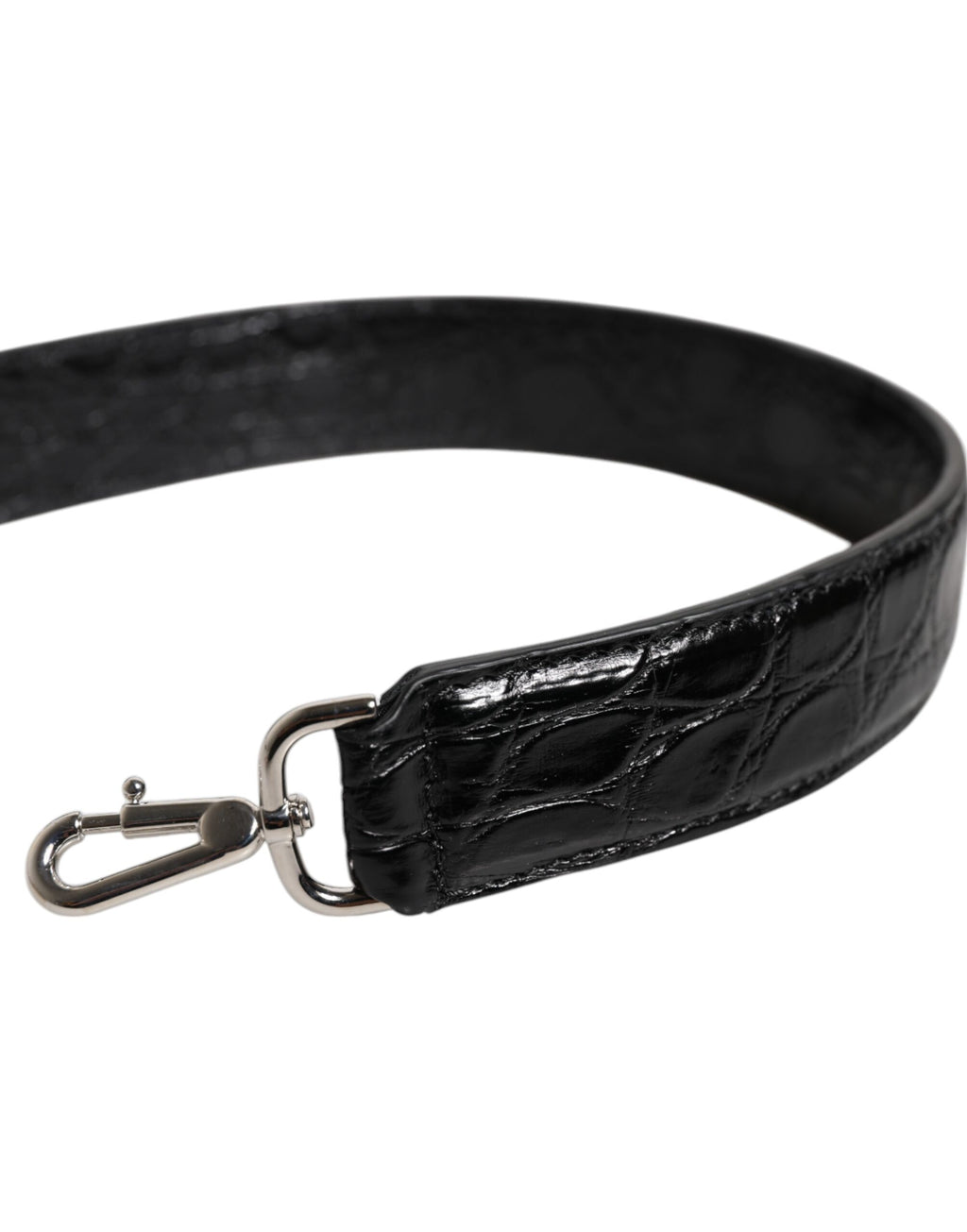Sangle d'épaule en cuir d'alligator noir de Dolce & Gabbana, pour sac à main de luxe.