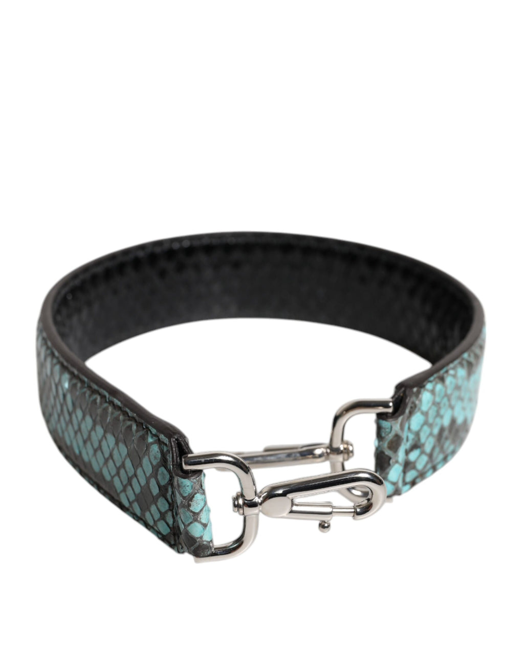 Sangle d'épaule en cuir exotique noir et bleu de Dolce & Gabbana pour sac à main.