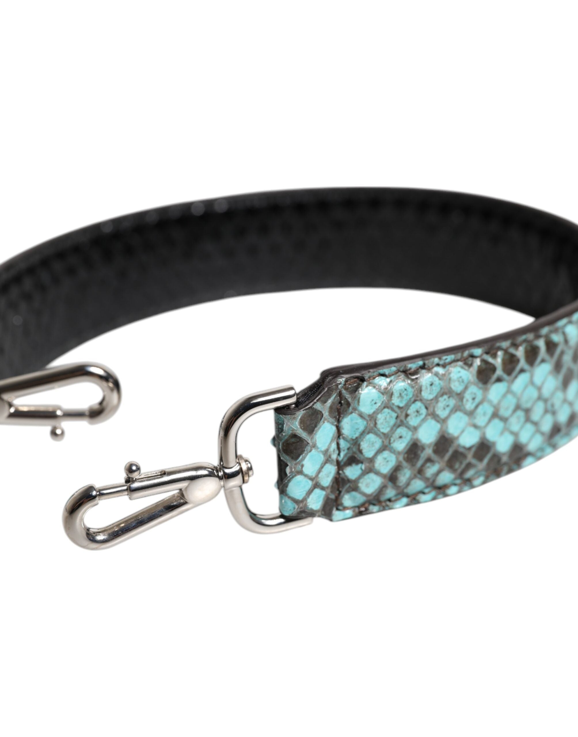 Sangle d'épaule en cuir exotique noir et bleu de Dolce & Gabbana pour sac à main.