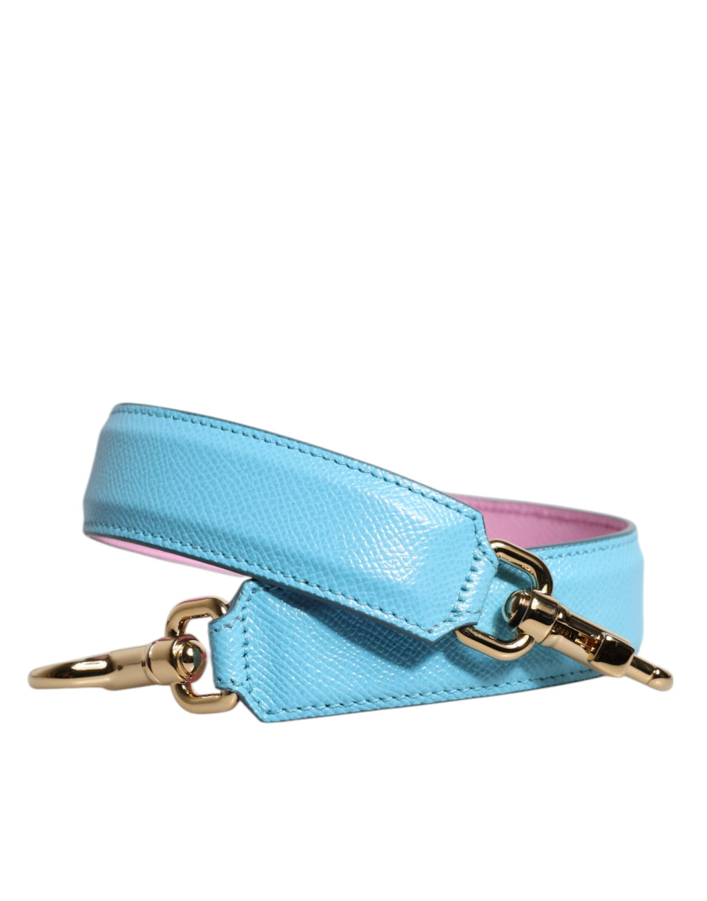 Sangle de poignée en cuir rose et bleu pour sac à main Dolce & Gabbana, bandoulière élégante pour sac à main en cuir.