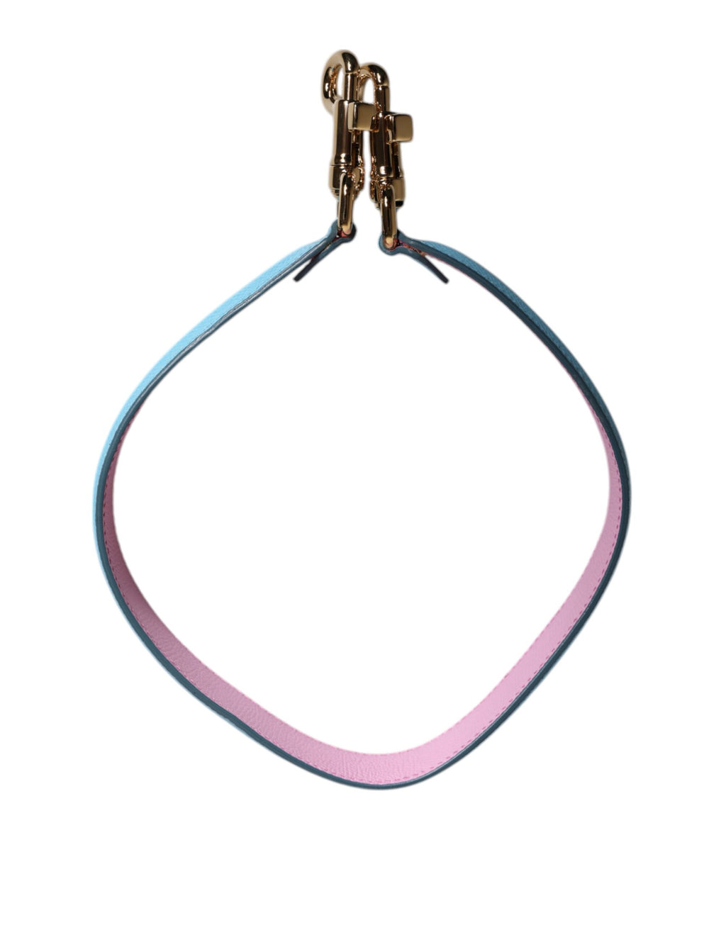 Sangle d'épaule en cuir rose et bleu de Dolce & Gabbana pour sac à main, détails de la poignée en cuir élégant.