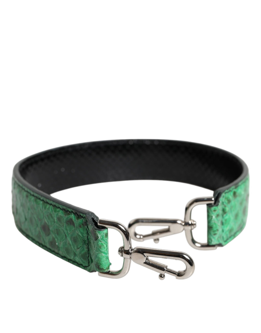 Sangle d'épaule en cuir exotique noir et vert de Dolce & Gabbana, pour sac à main élégant.