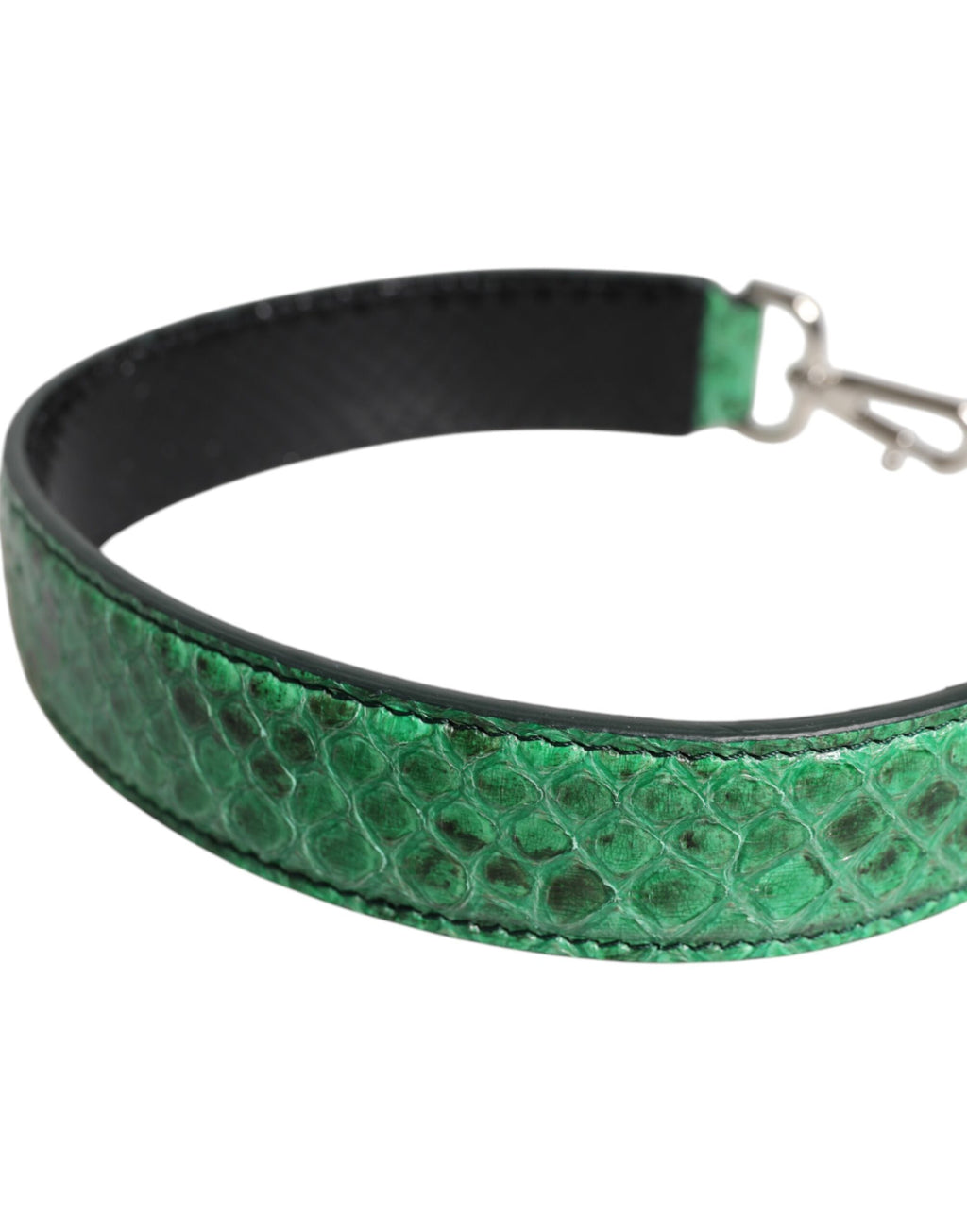 Sangle d'épaule en cuir exotique noir et vert de Dolce & Gabbana, pour sac à main de luxe.