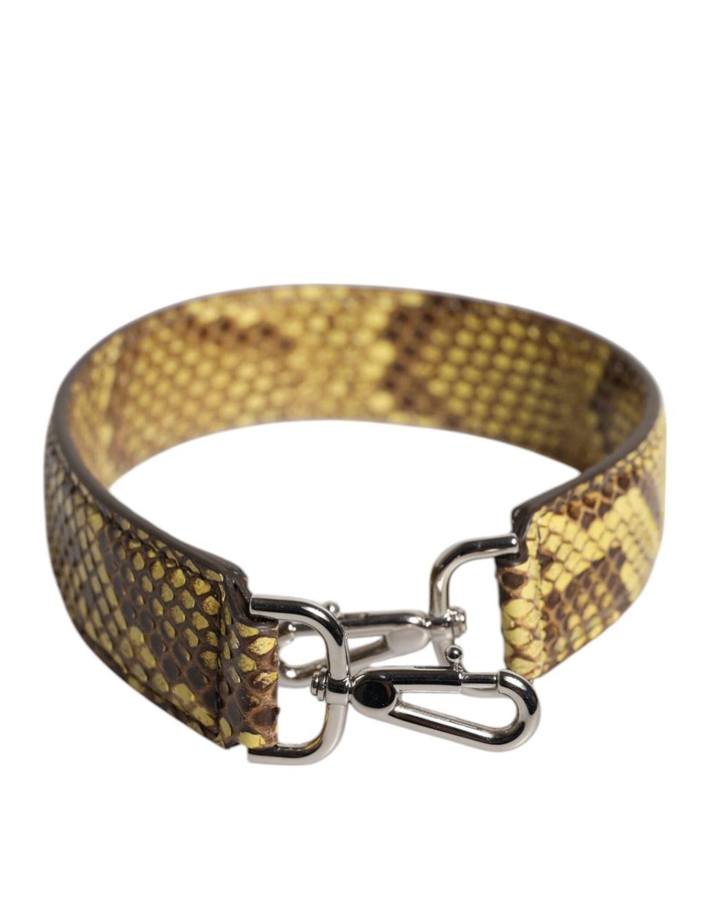 Sangle d'épaule en cuir exotique jaune de Dolce & Gabbana pour sac à main, détails en cuir luxueux et finition élégante.