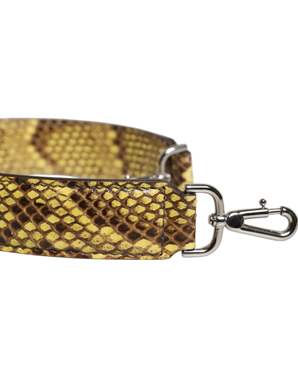 Sangle d'épaule pour sac en cuir exotique jaune de Dolce & Gabbana, détail de la bandoulière en cuir élégant.
