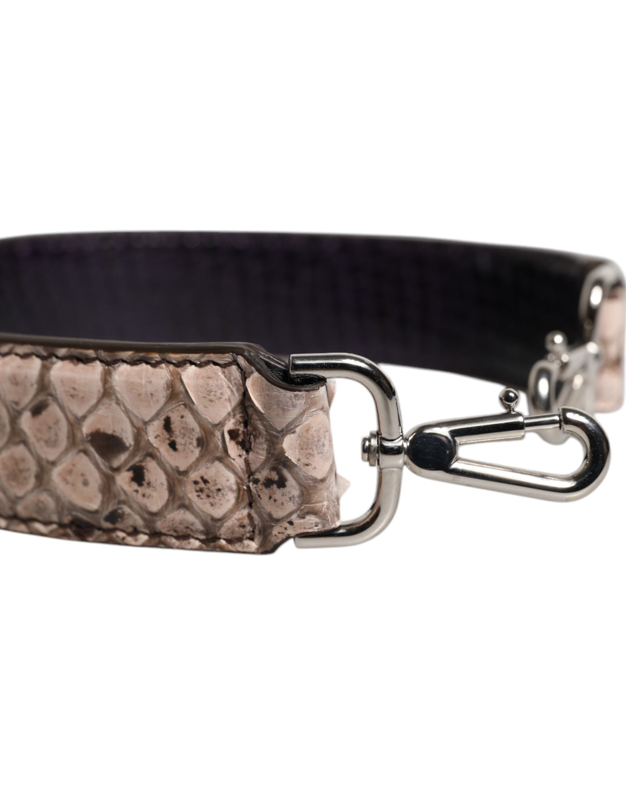 Sangle d'épaule pour sac en cuir exotique noir Dolce & Gabbana, détail de la bandoulière élégante et sophistiquée.