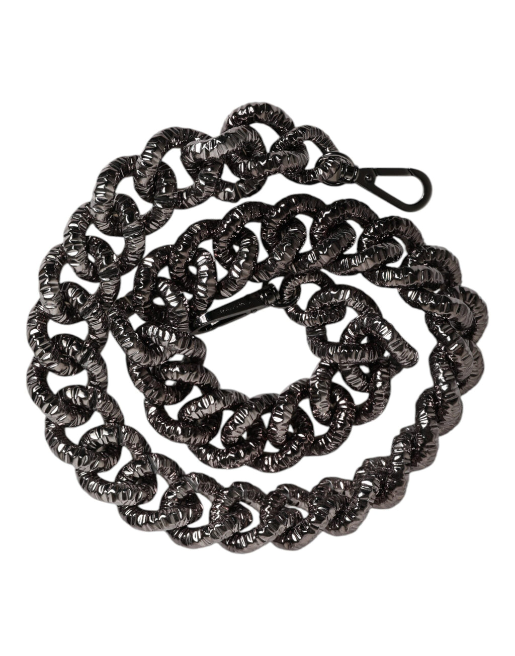 Sangle d'épaule en chaîne noire Dolce & Gabbana avec logo gravé pour sac à main élégance et style sophistiqué.