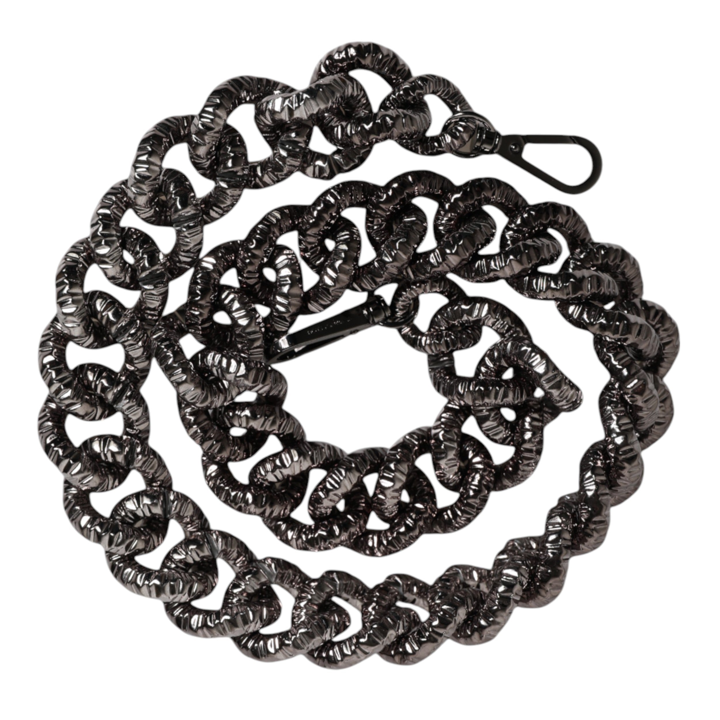 Sangle d'épaule Dolce & Gabbana en chaîne noire avec logo gravé, pour sac à main élégant.