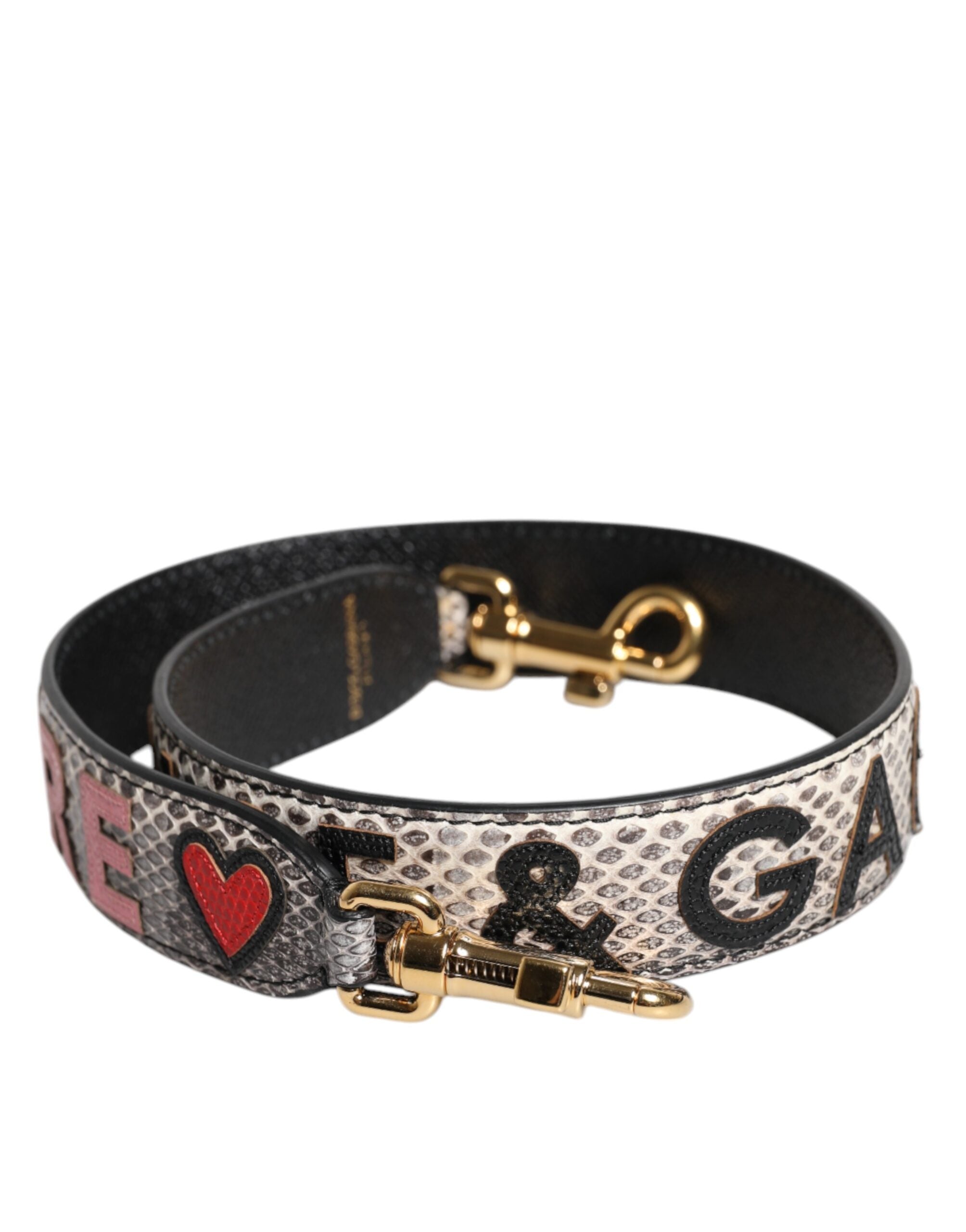 Sangle d'épaule multicolore Dolce & Gabbana DG AMORE avec patch, pour sac à main, en tissu avec motifs colorés.