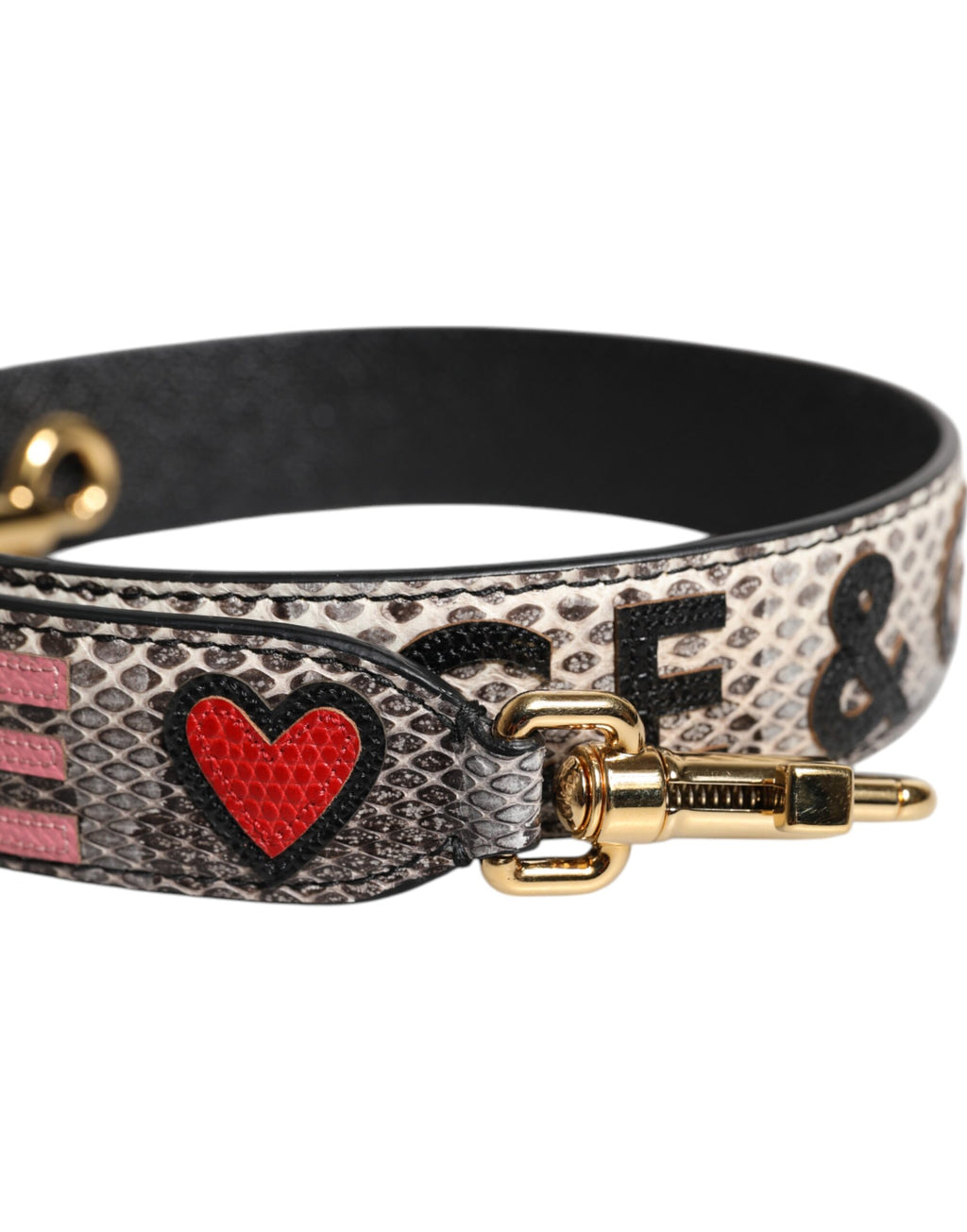 Sangle d'épaule multicolore pour sac Dolce & Gabbana DG Amore avec patch, en tissu coloré et détails élégants.