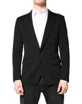 Veste blazer noire en laine Dolce & Gabbana, coupe slim, vêtement élégant pour homme ou femme.