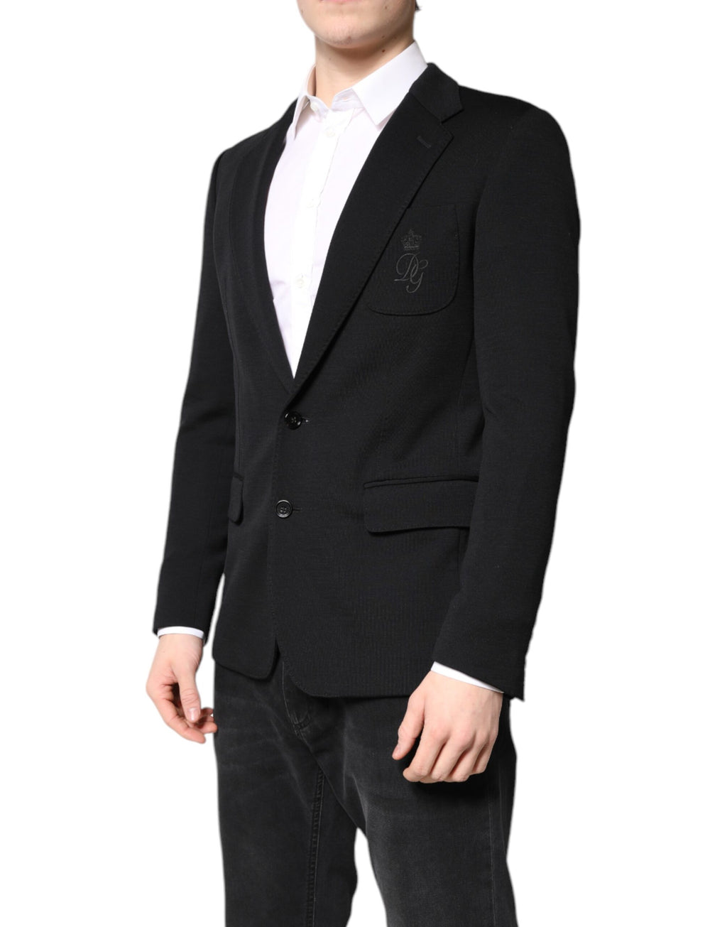 Manteau blazer noir en laine Dolce & Gabbana, coupe slim, veste élégante pour homme ou femme, finition soignée.