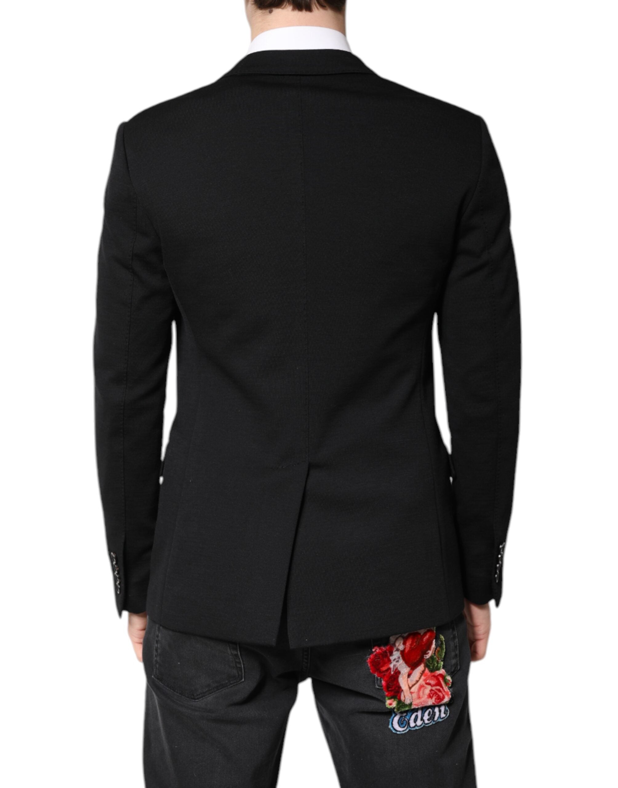Veste blazer en laine noire Dolce & Gabbana, coupe slim, veste élégante pour homme ou femme.