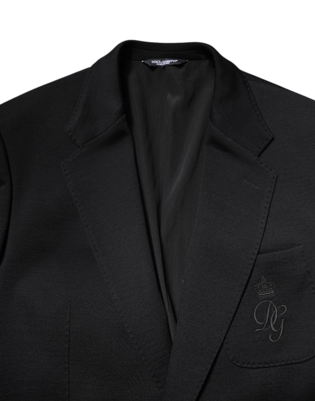 Manteau blazer en laine noire Dolce & Gabbana, coupe slim, veste élégante pour homme.