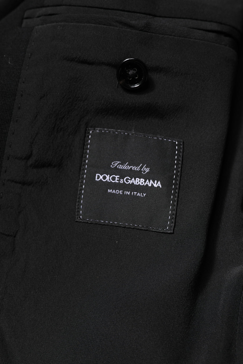 Blazer en laine noire Dolce & Gabbana, coupe slim, veste élégante pour homme.