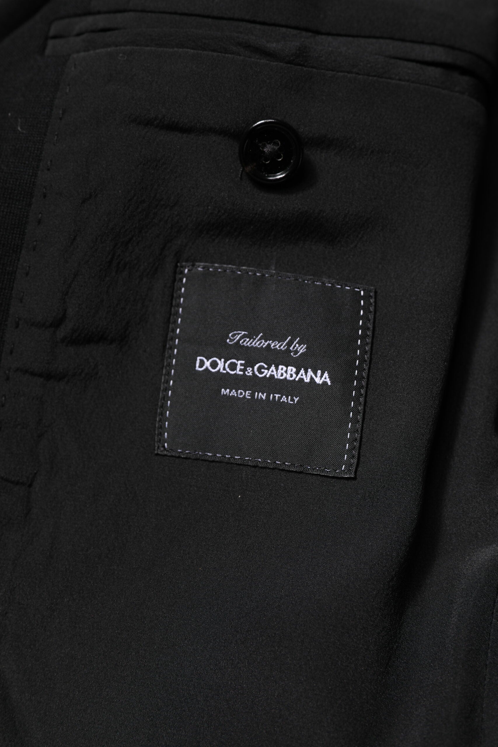 Blazer en laine noire Dolce & Gabbana, coupe slim, veste élégante pour homme.