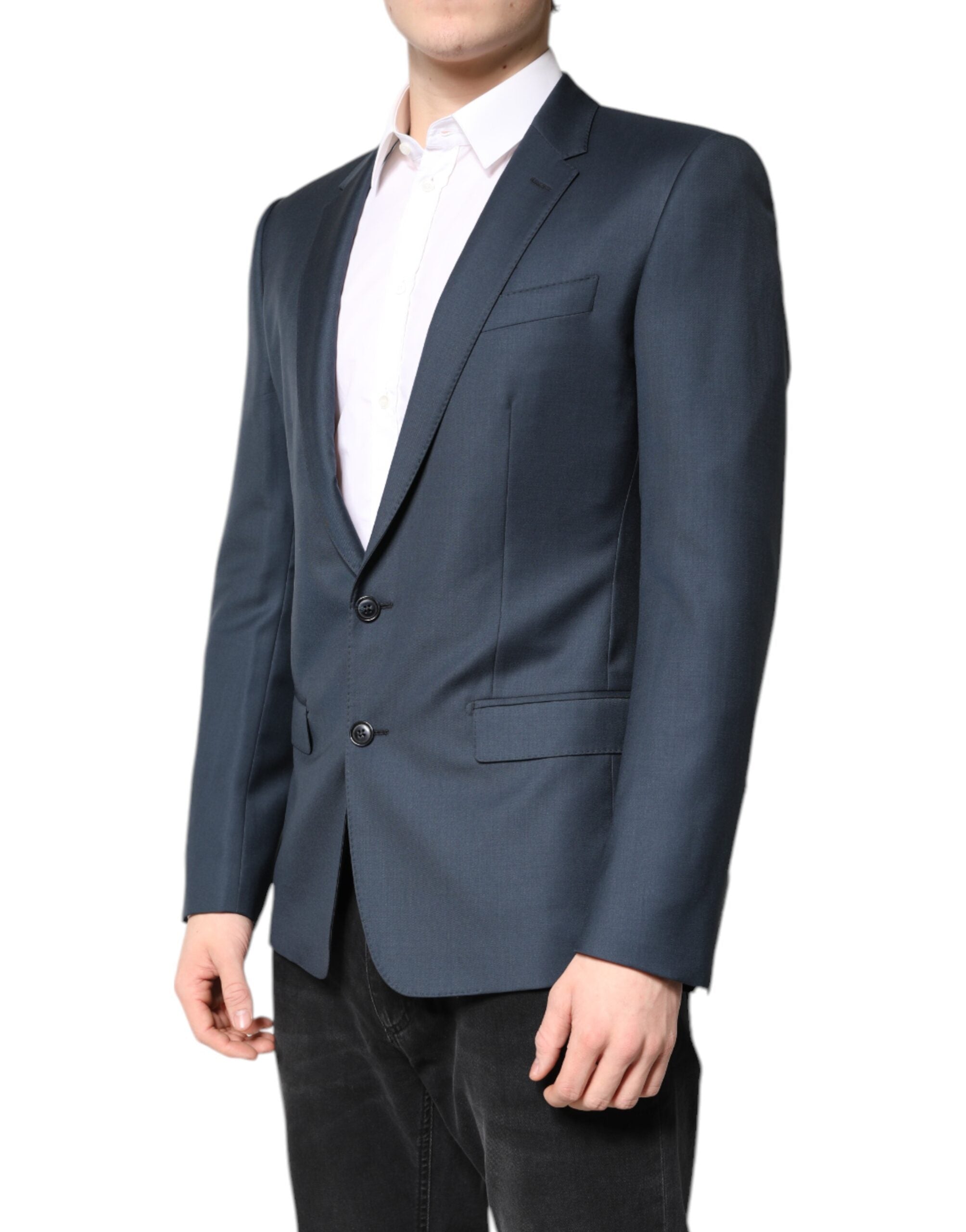 Manteau pour homme Dolce & Gabbana Martini en bleu, blazer à un bouton avec coupe élégante.