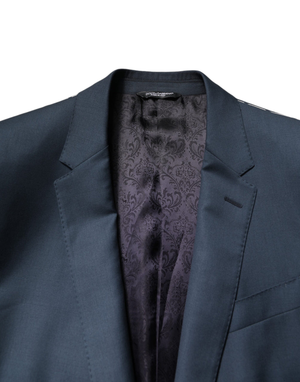 Manteau pour homme Dolce & Gabbana Martini blazer bleu à un seul bouton, coupe classique et élégante.