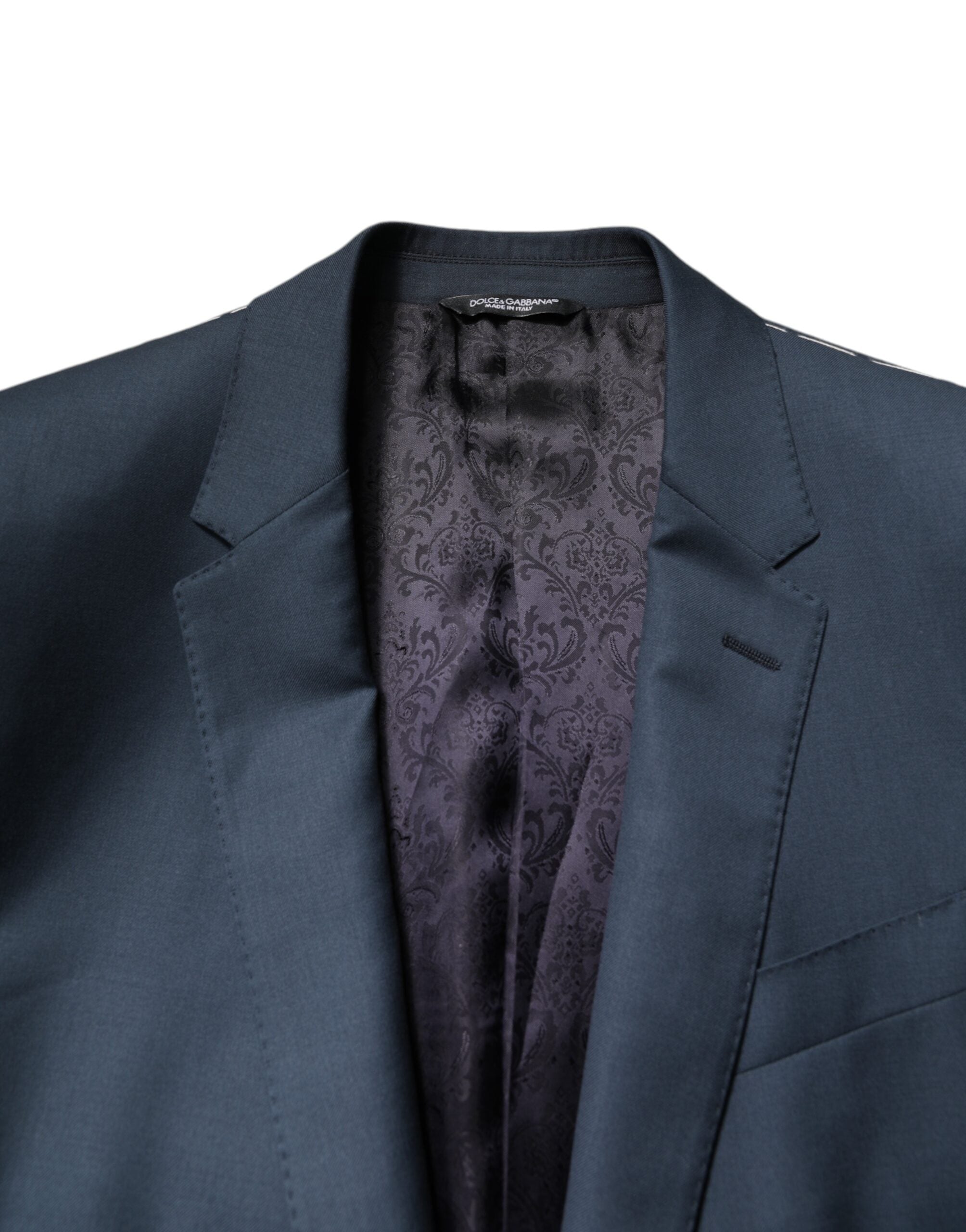 Manteau pour homme Dolce & Gabbana Martini blazer bleu à un seul bouton, coupe classique et élégante.