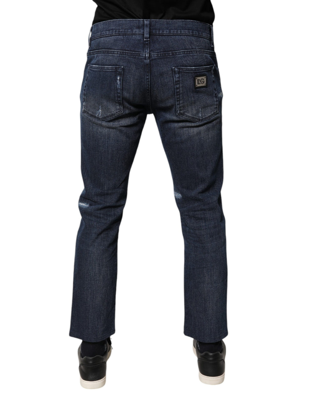 Jeans skinny en coton stretch bleu de Dolce & Gabbana pour homme, coupe ajustée et détails modernes.
