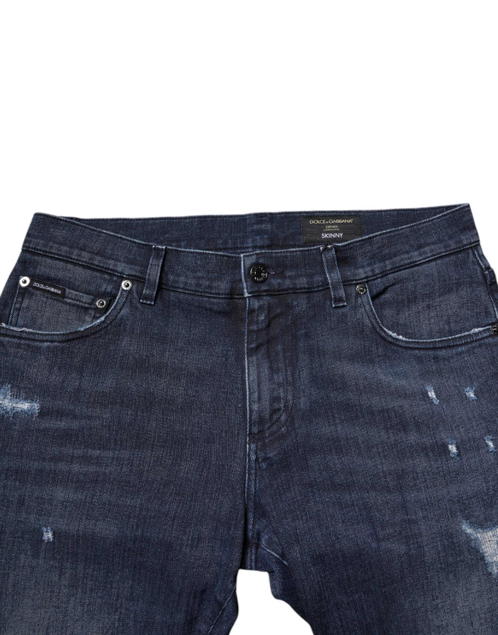 Jeans skinny en coton stretch bleu Dolce & Gabbana pour homme, denim ajusté avec finition moderne.