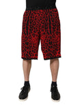Shorts bermuda en viscose à imprimé léopard rouge de Dolce & Gabbana, style élégant avec motif animal.