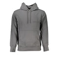Sweat à capuche gris élégant de Calvin Klein avec logo discret, porté sur un modèle.