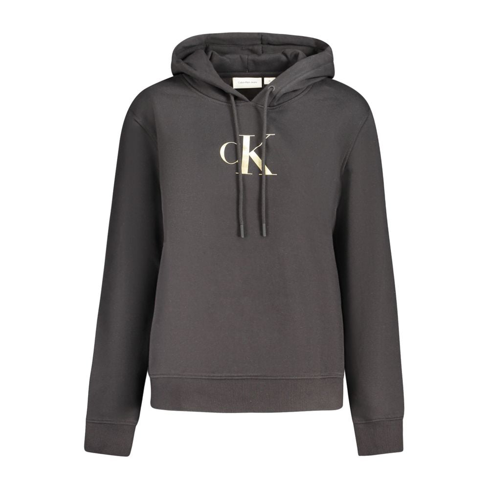 Sweatshirt pour femme Calvin Klein en coton noir, confortable et élégante, vue de face, avec logo discret sur la poitrine.