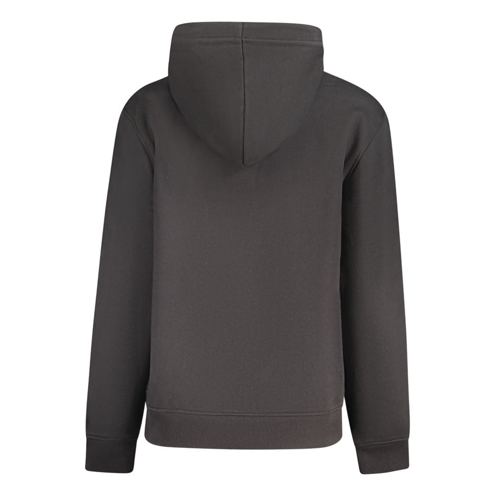 Sweat-shirt noir pour femmes en coton de la marque Calvin Klein, coupe décontractée et logo discret sur la poitrine.