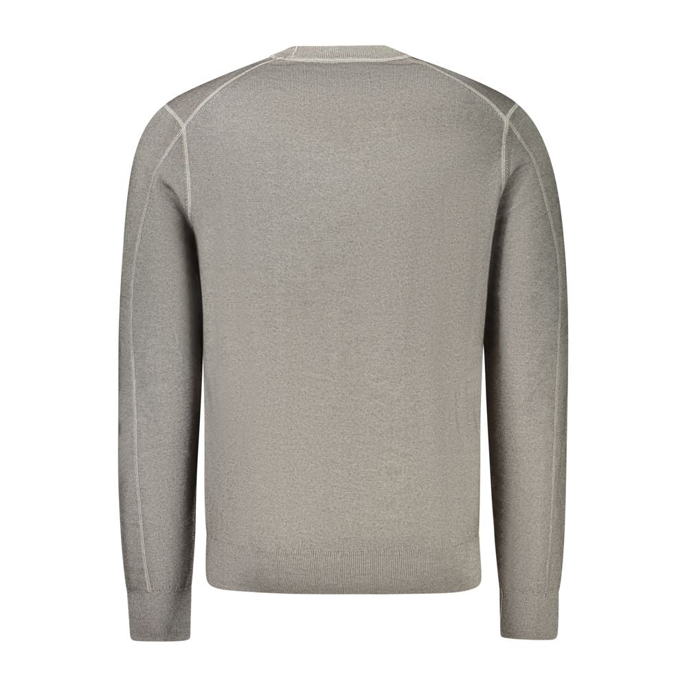 Pull pour homme Hugo Boss Gris en laine, pull à manches longues avec col rond, élégant et confortable.