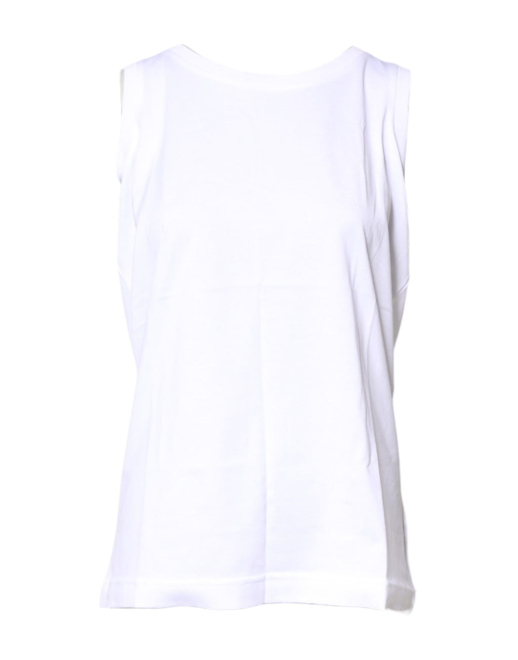T-shirt sans manches blanc en coton Dolce & Gabbana avec col rond, vue de face.