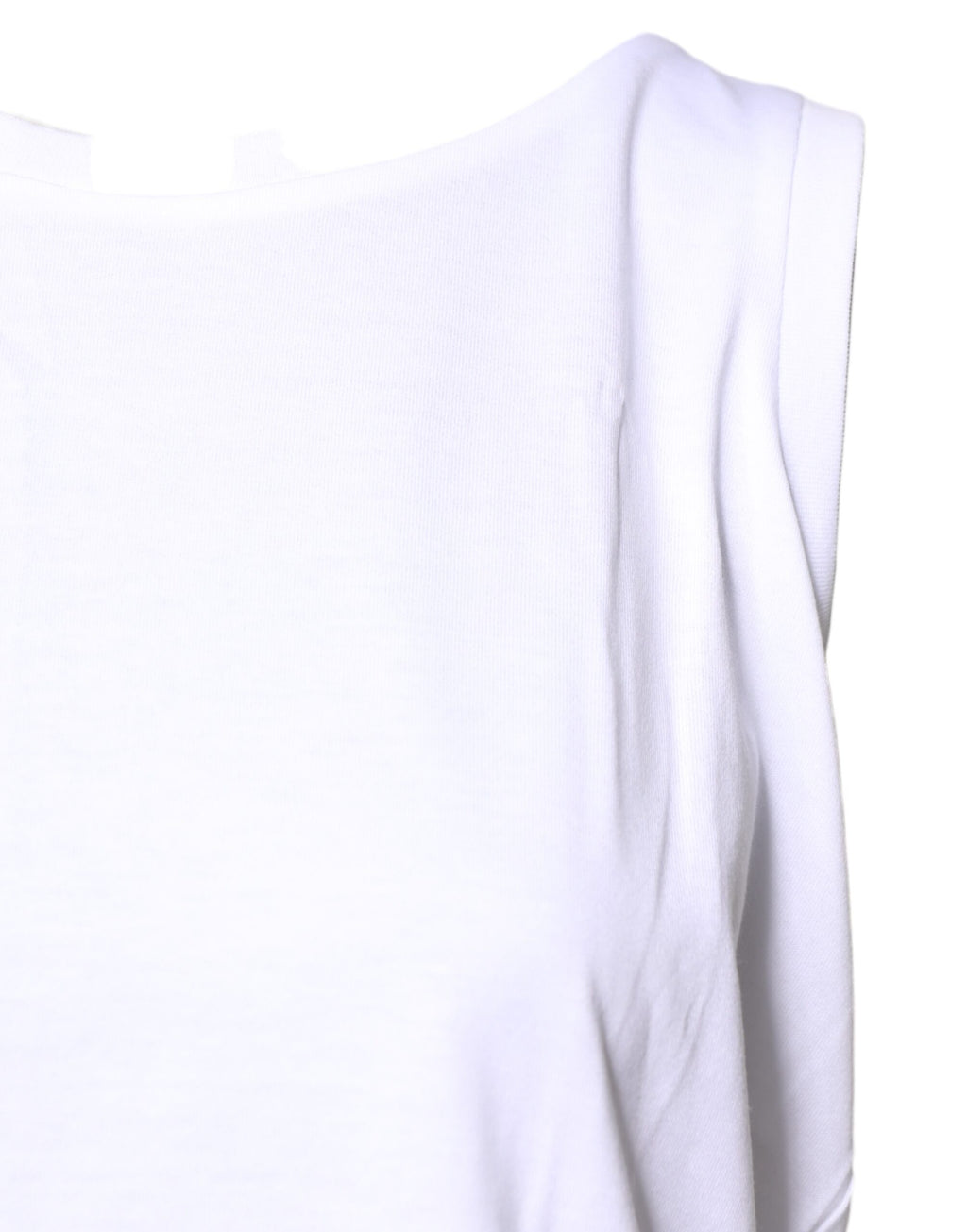 T-shirt sans manches blanc en coton de Dolce & Gabbana, col rond, vue de face.