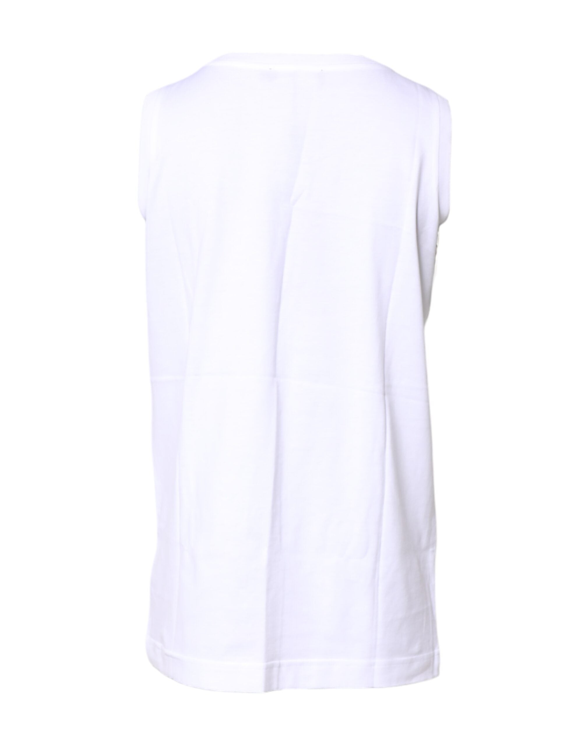 T-shirt sans manches en coton blanc Dolce & Gabbana avec col rond, vue de face.