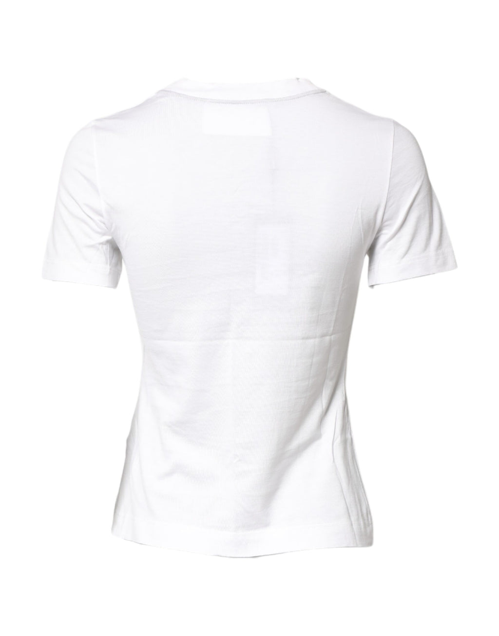 T-shirt blanc en coton Dolce & Gabbana avec graphique imprimé, col rond et coupe classique, vue de face.