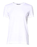 T-shirt blanc en coton à col rond et manches courtes de Dolce & Gabbana, vue de face.