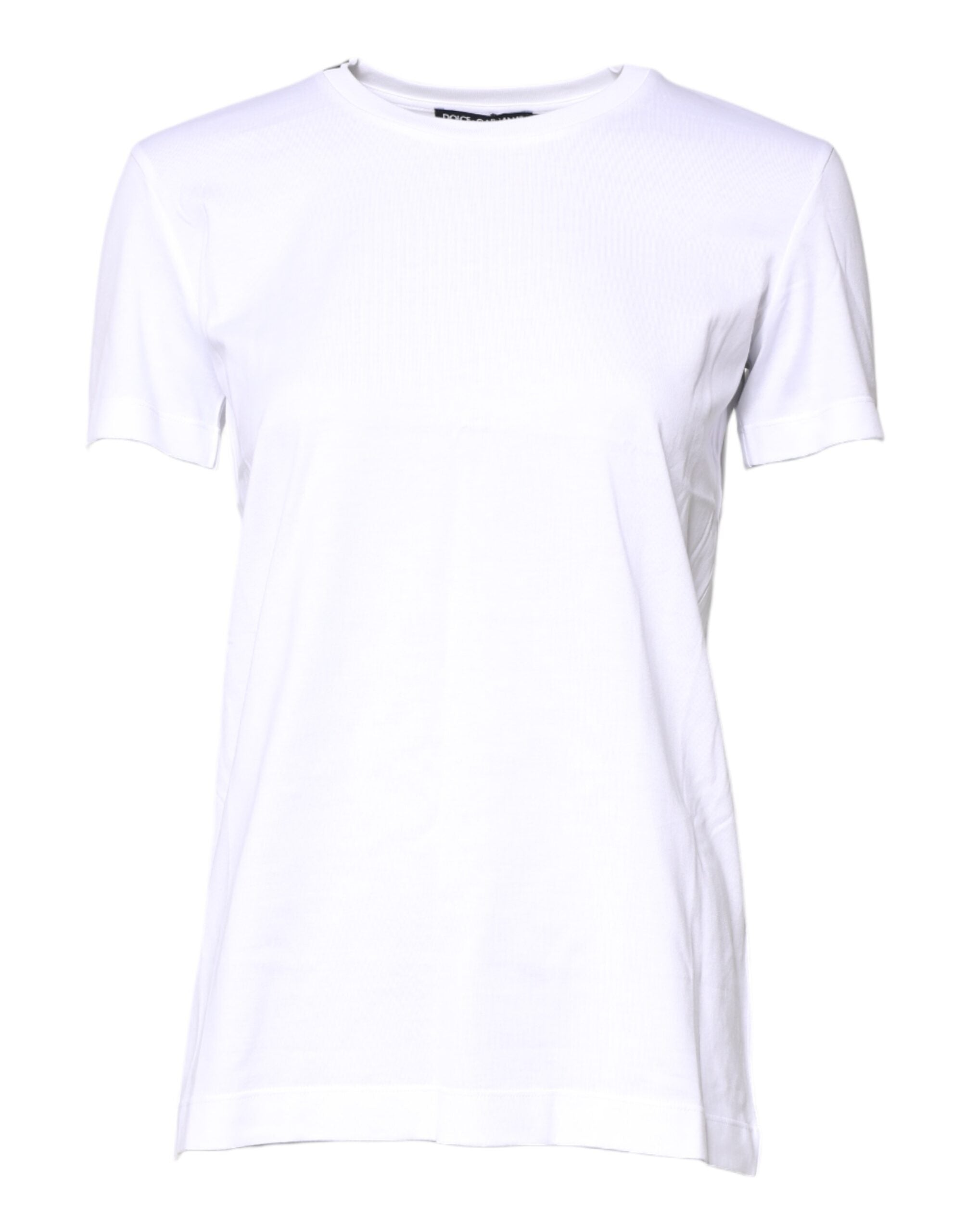 T-shirt blanc en coton à col rond et manches courtes de Dolce & Gabbana, vue de face.