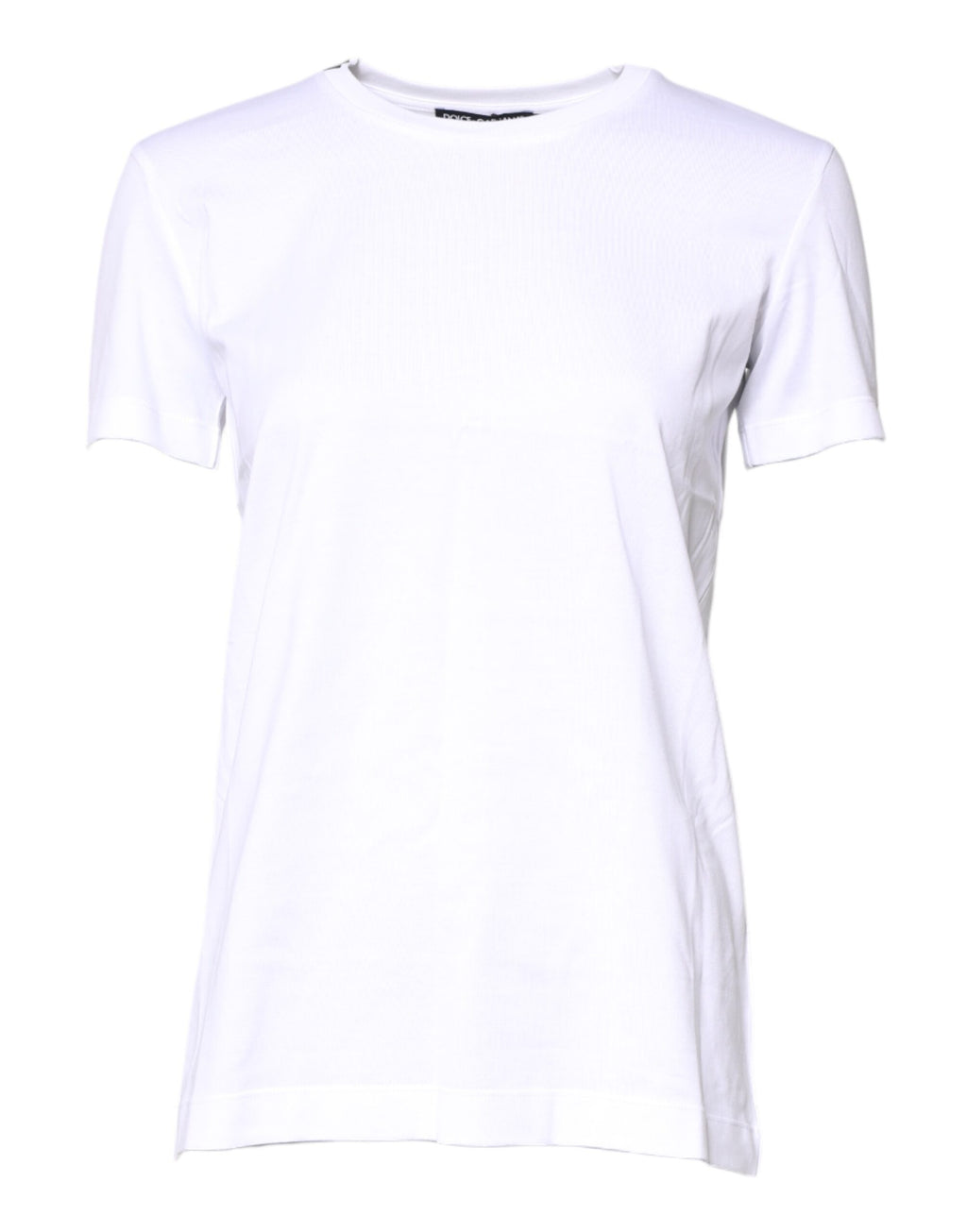 T-shirt blanc Dolce & Gabbana en coton à col carré et manches courtes, vue de face sur fond neutre.