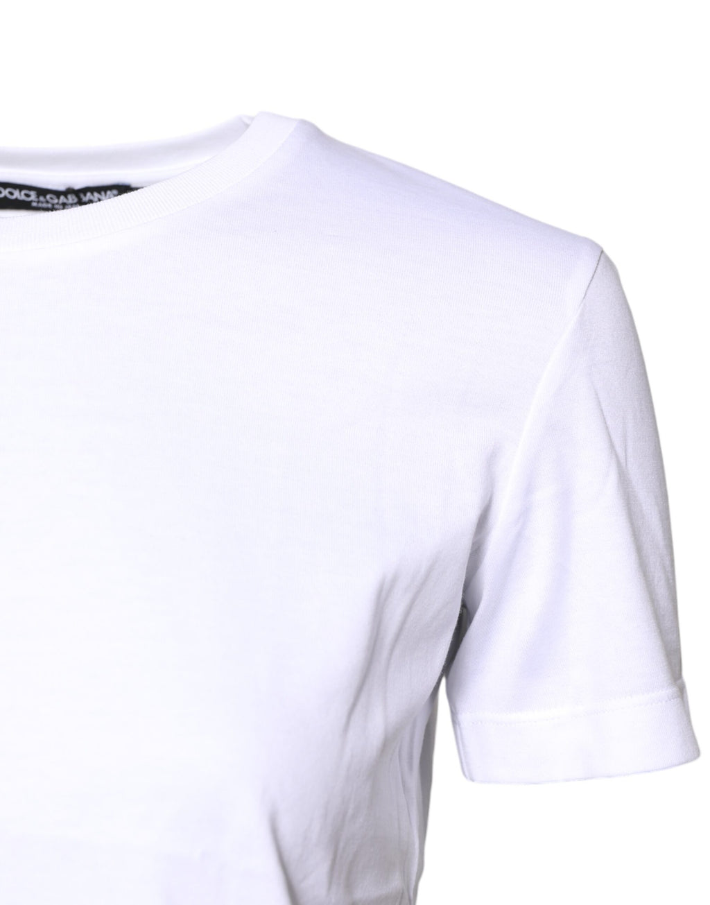 T-shirt blanc en coton à col rond et manches courtes de Dolce & Gabbana, vue de face.