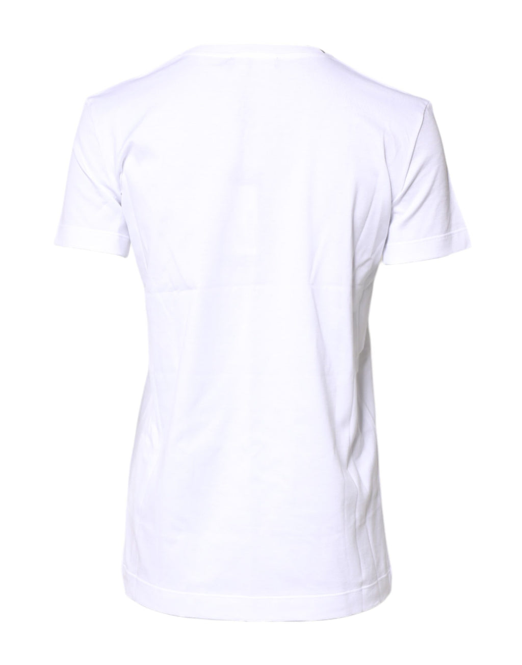 T-shirt blanc en coton à col rond et manches courtes de Dolce & Gabbana, vue de face, détails du tissu et design simple.