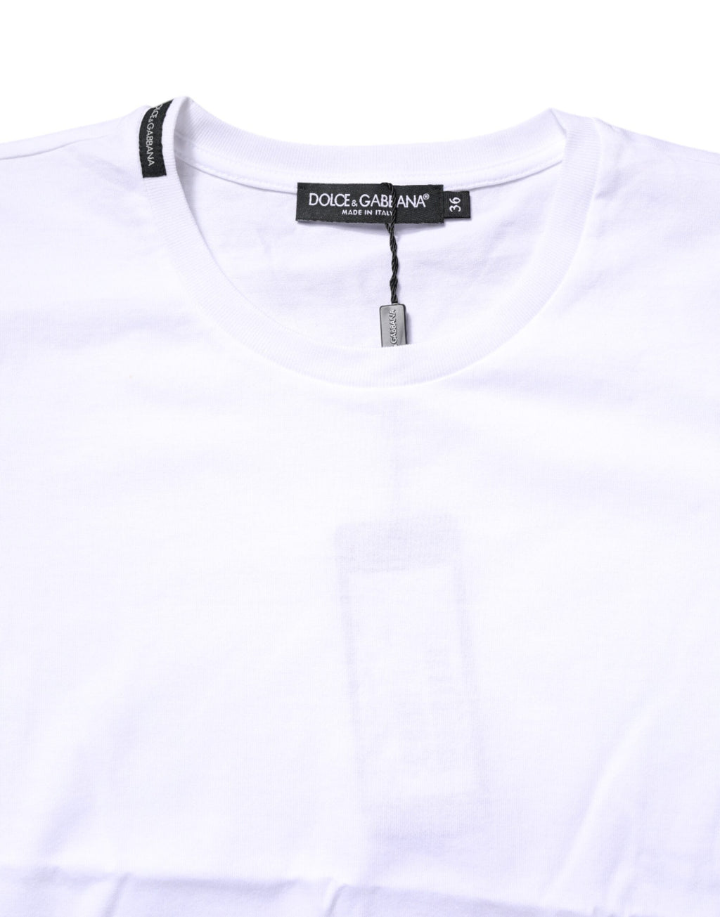 T-shirt blanc en coton à manches courtes de Dolce & Gabbana, col rond, style décontracté et élégant.
