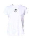 T-shirt blanc Dolce & Gabbana à logo, col rond en coton, avec couronne imprimée sur le devant.