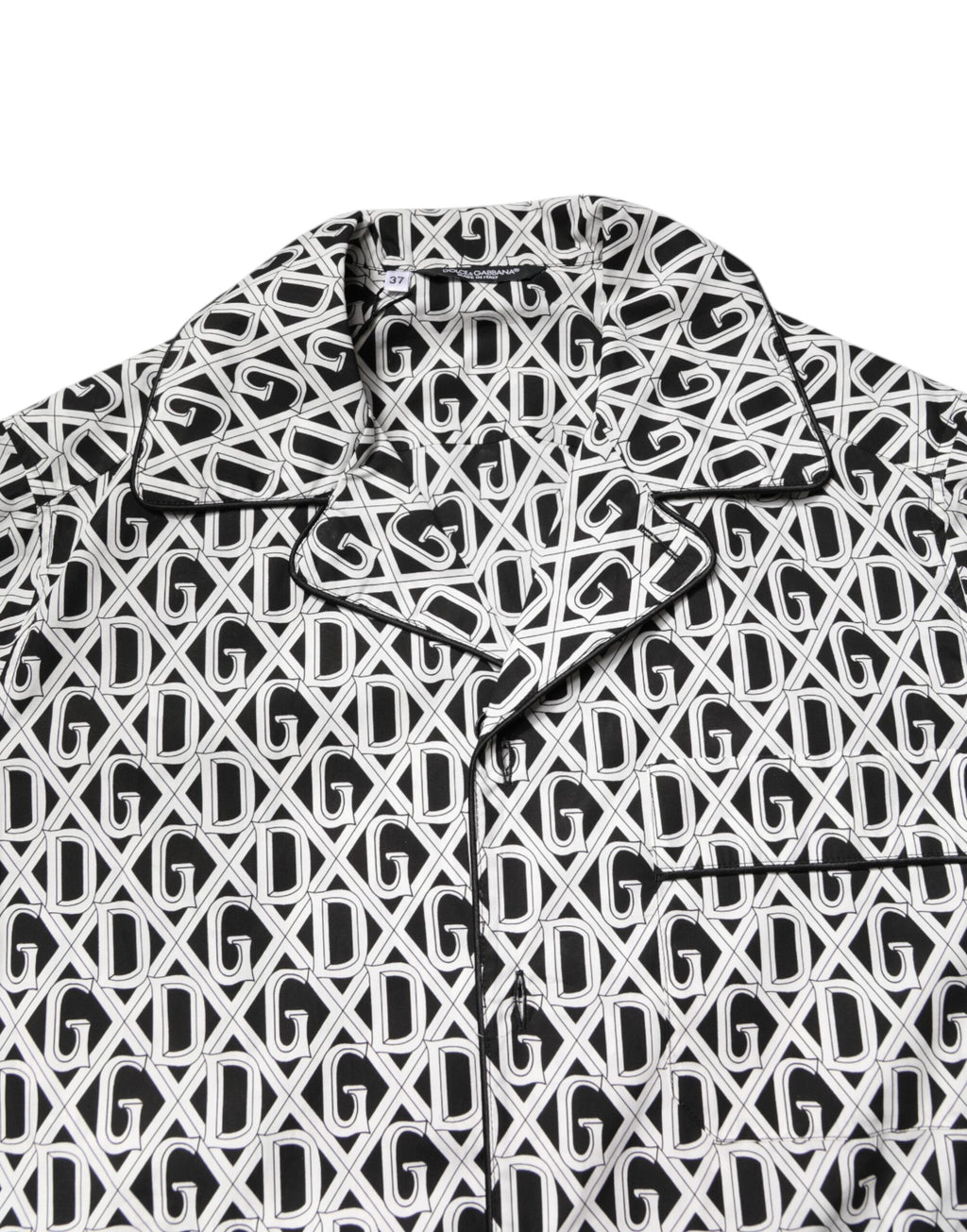 Pyjama en coton Dolce & Gabbana noir et blanc avec imprimé DG, vêtement de nuit confortable et élégant.